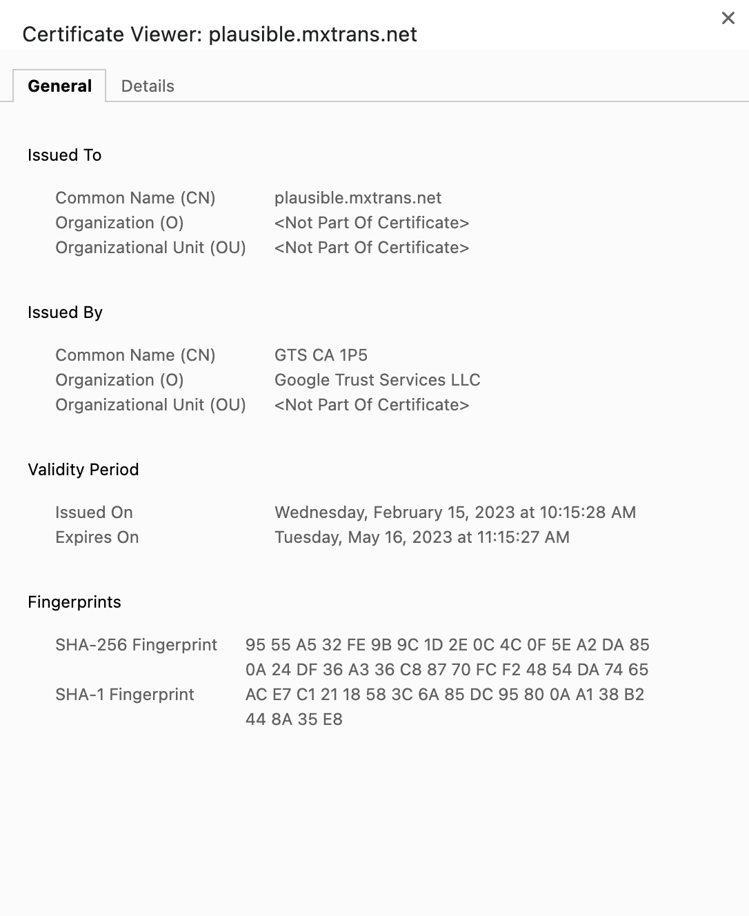 Website with GTS SSL